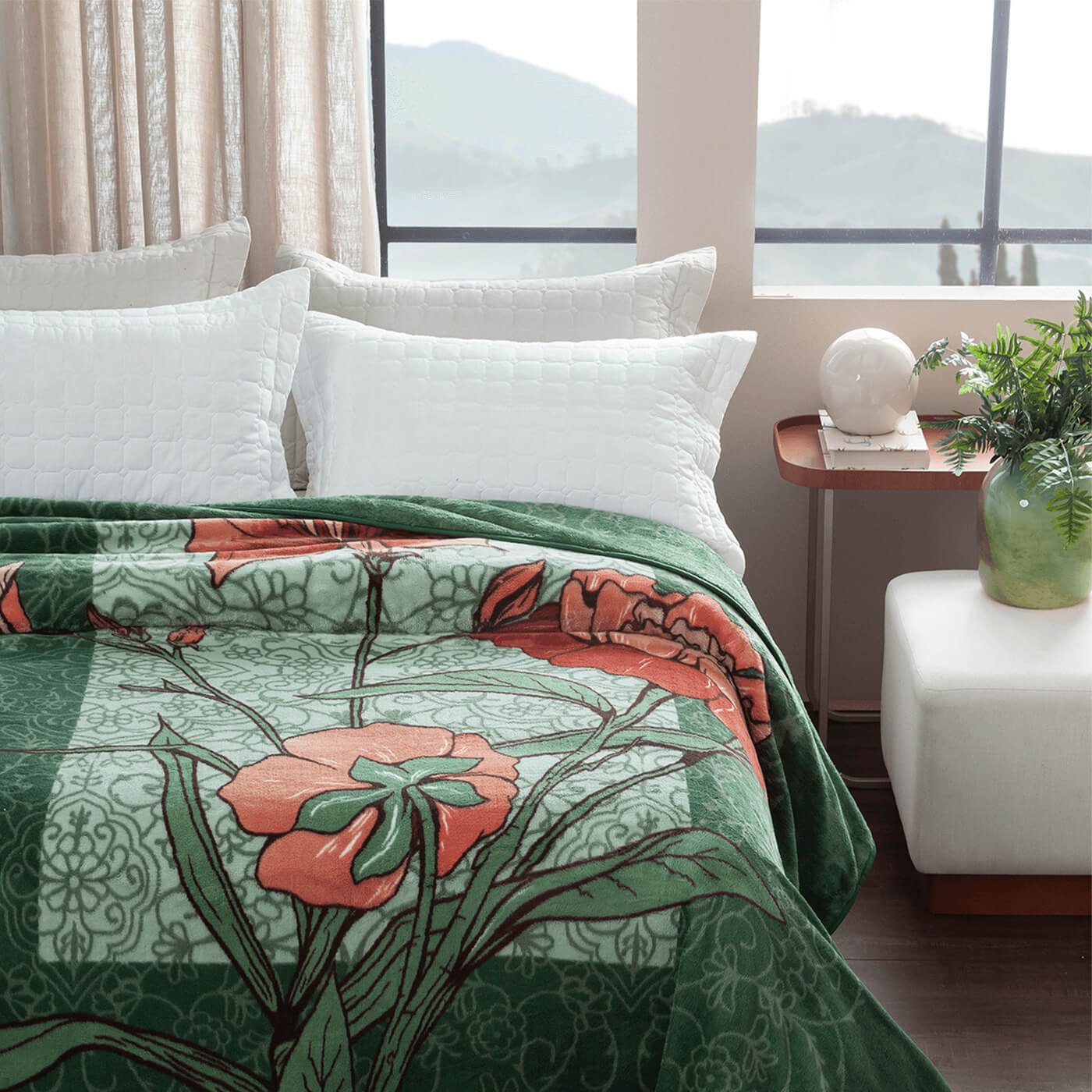 Cobertor Jolitex Kyor Nantes Verde - 180x220cm | Toque Macio e