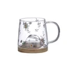 caneca de vidro com pires de bambu daisy 330ml 2