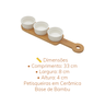 04 conjunto 3 petisqueiras com bandeja de bambu 33x8x4cm wolff