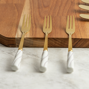 01 conjunto 4 garfos para aperitivo de aco inox com cabo de ceramica 13cm wolff