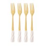 04 conjunto 4 garfos para aperitivo de aco inox com cabo de ceramica 13cm wolff