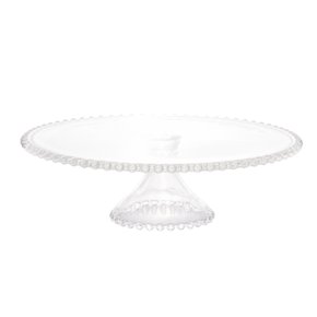 01 prato para bolo com pe de cristal de chumbo wolff 31x11 pearl