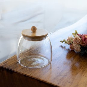 04 porta mantimento de vidro borossilicato com tampa em bambu 800ml wolff