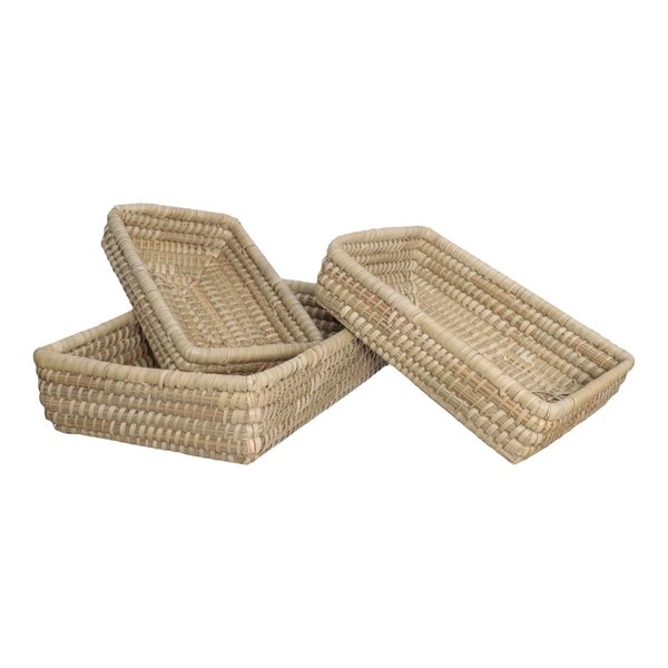 04 conjunto 3 cestos retangulares de erva marinha hauskraft palmar