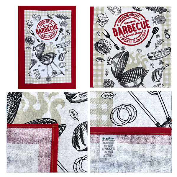 06 kit 3 panos de copa dohler 45x65 l 100 algodao colecao barbecue