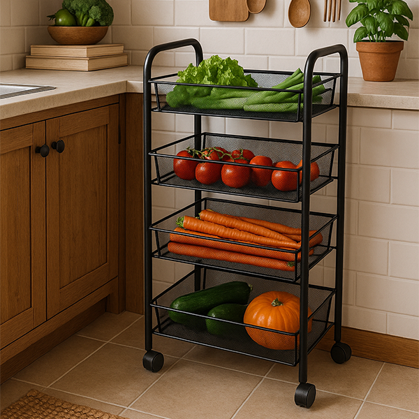 Carrinho Organizador 4 Prateleiras New York Jolitex Preto - Pontão