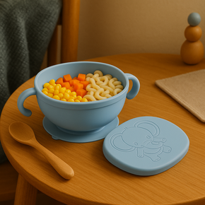 02 bowl de plastico com tampa e ventosa lyor 450ml elefante