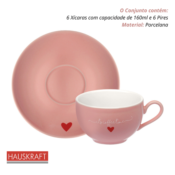 Conjunto Xícaras Para Chá de Porcelana Hauskraft Lamour Pontão
