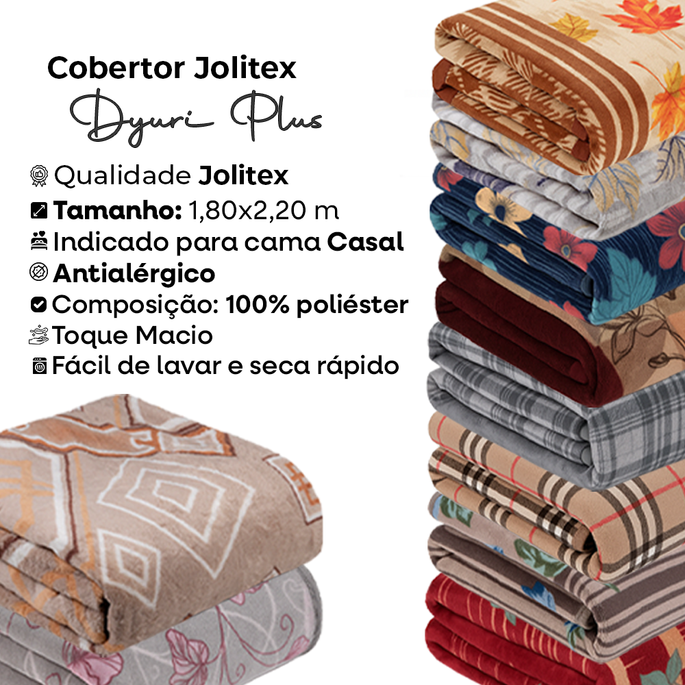 Cobertor Dyuri Plus Antialérgico Jolitex - 1,80x2,20, 100% Poliéster ...