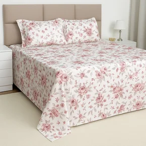 06 jogo lencol 4 pecas corttex 200 fios microtec floral