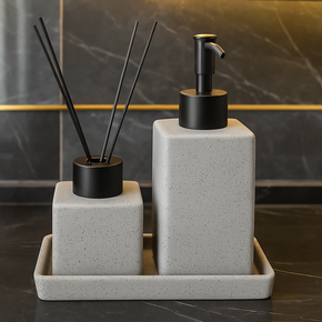 02 conjunto 3 pecas para banheiro em ceramica lyor granilite quadratto