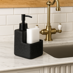 02 porta detergente liquido c suporte de esponja em ceramica lyor granilite