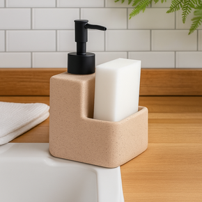 03 porta detergente liquido c suporte de esponja em ceramica lyor granilite