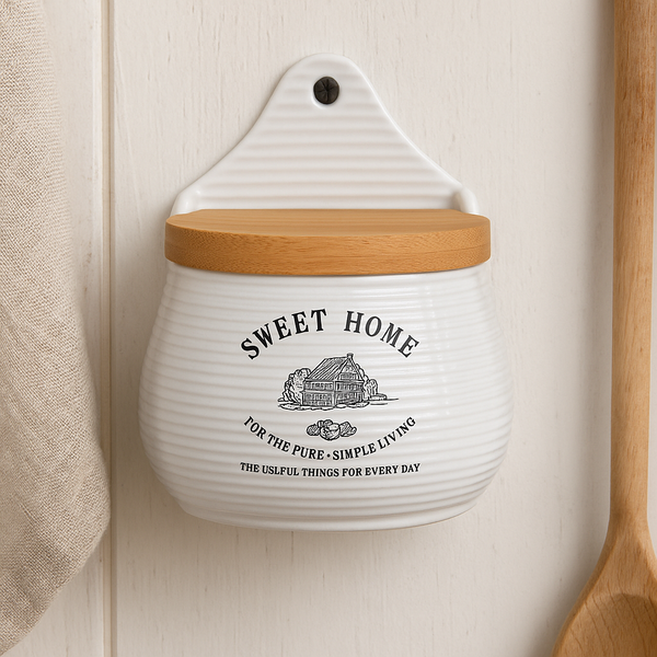 01 saleiro de parede de ceramica c tampa de bambu lyor sweet home