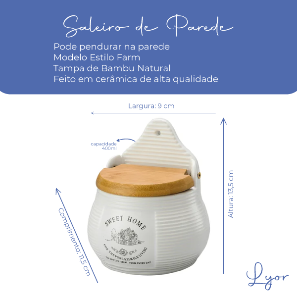 03 saleiro de parede de ceramica c tampa de bambu lyor sweet home