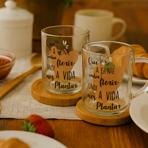 01 conjunto 2 canecas de vidro lyor 220ml florir