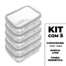 02 kit com 5 potes hermeticos de vidro lyor com tampa plastica e travas resistente e antivazamento