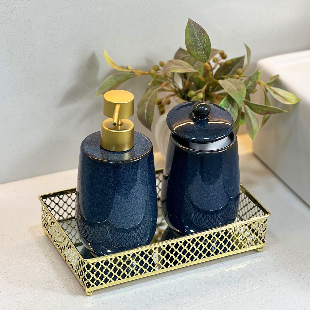 Conjunto 2 Peças Para Banheiro de Cerâmica Lyor Azul Reactive
