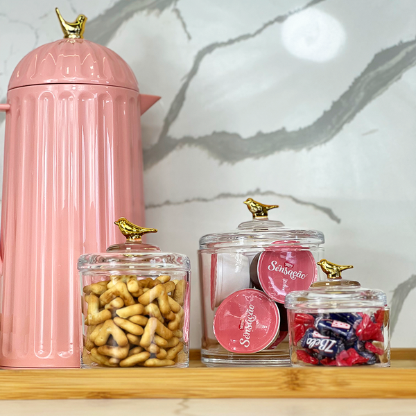 Kit 3 Potes Decorativos Multiuso de Cristal Ecológico com Tampa