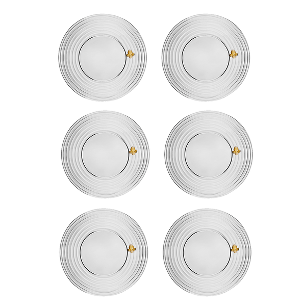 04 conjunto com 6 pratos de sobremesa 19cm cristal linha little bee lyor