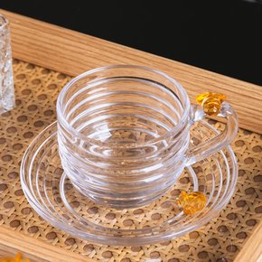 03 xicara de cha com pires 200ml cristal ecologico linha little bee lyor