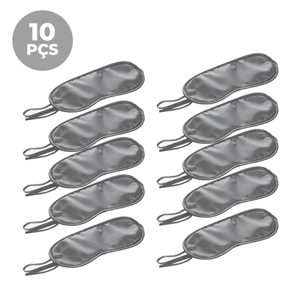 04 kit com 10 mascaras para dormir c elastico de poliester cinza lyor