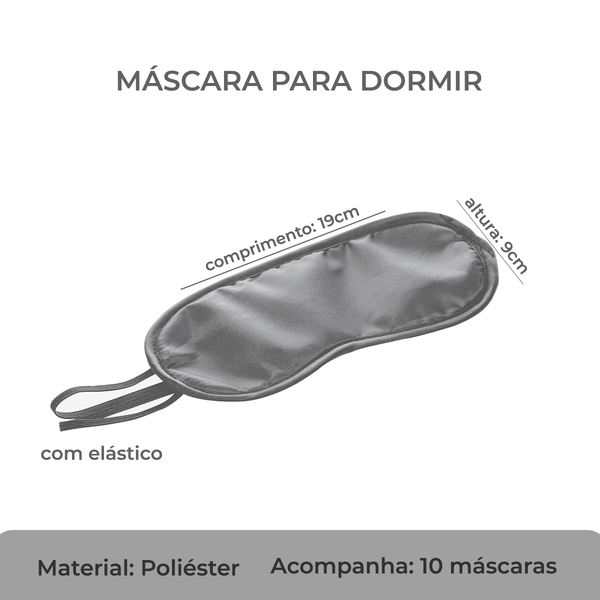 05 kit com 10 mascaras para dormir c elastico de poliester cinza lyor