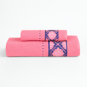 06 jogo toalha de banho e rosto 2 pecas jacquard barroco dianelli 100 algodao 265g m