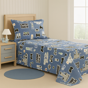 04 kit colcha habitat kids 2 pecas games