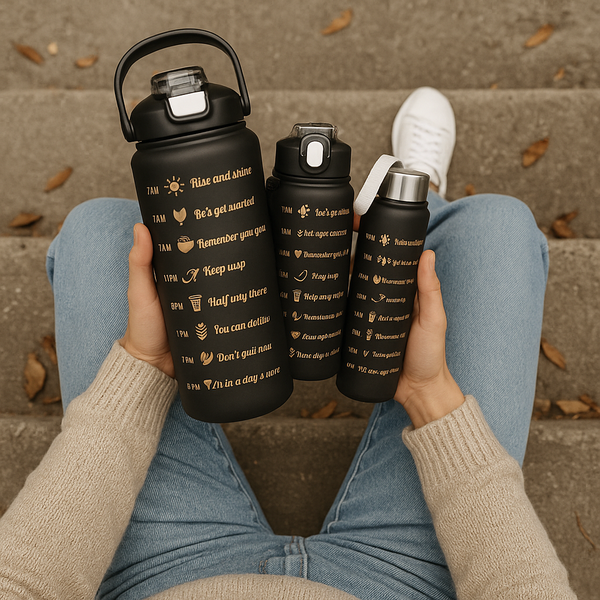 03 kit 3 garrafas de agua squeeze em degrade aproximadamente 2l 900ml e 300ml