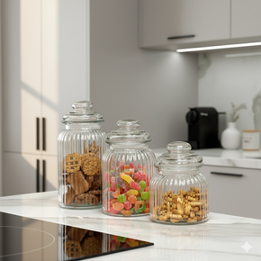 08 conjunto 3 potes hermedicos de vidro hauskraft samara