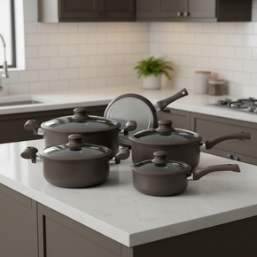 04 jogo de panelas 5 pecas em aluminio linha carmin antiaderentes hauskraft