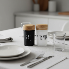 04 conjunto saleiro e pimenteiro de vidro linha servir doha 8 5cmx5cm hauskraft