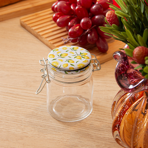 03 pote hermetico de vidro com tampa de silicone e clipe em metal linha siciliano lyor