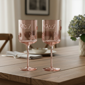 01 jogo 2 tacas de vidro para agua e vinho 390ml linha servir hauskraft