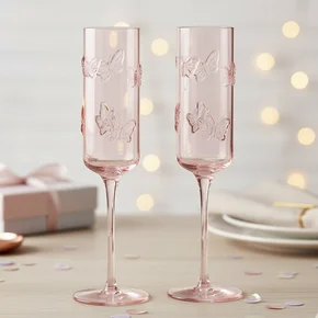 01 jogo 2 tacas de vidro para champagne 220ml linha servir hauskraft