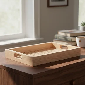 01 kit 3 bandejas retangulares de mdf com fundo trelica lyor