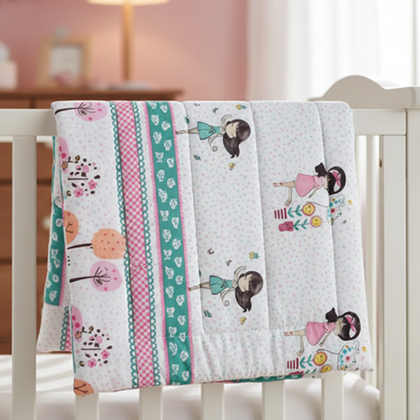 04 edredom altenburg infantil boulevard baby menina de guarda chuva