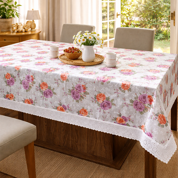 01 toalha de mesa pronta flores c borda decorativa