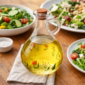 02 garrafa para azeite de vidro com tampa de rolha lyor 320ml flora