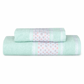 01 jogo toalha de banho e rosto dianneli 2 pecas jacquard poa