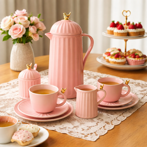 Jogo de Mesa Posta 7 peças Wolff Bird Rosa – Kit com Detalhes