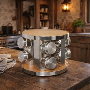 01 porta condimentos c suporte em inox hauskraft 8 pecas wood