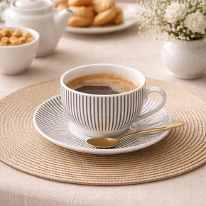 01 conjunto 6 xicaras de cha com pires em porcelana hauskraft 160ml