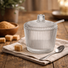01 acucareiro de vidro c colher hauskraft 200ml graffiato