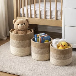 08 conjunto 3 cestos organizadores de fibra natural degrade wolff