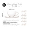 01 kit 6 xicaras cha com pires de cristal de chumbo lyor 170ml coracao