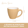 02 conjunto 4 xicaras de porcelana rattan hauskraft 230ml linha servir