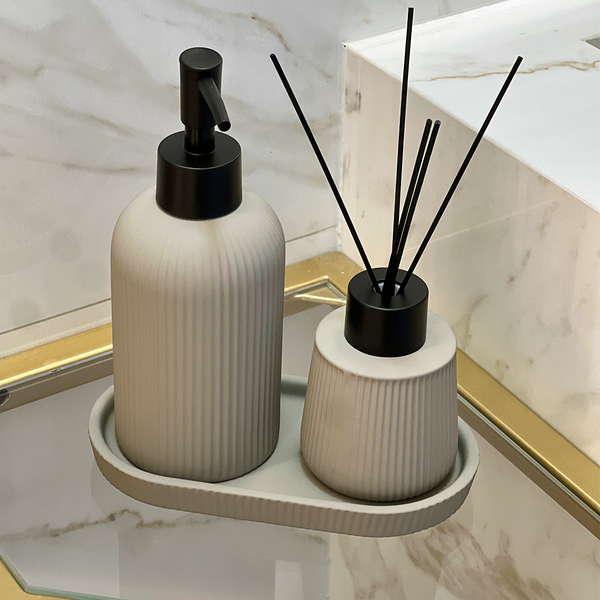 小物 WASH Conjunto 3 Peças Para Banheiro de Cerâmica Nude Wolff - Soft Touch