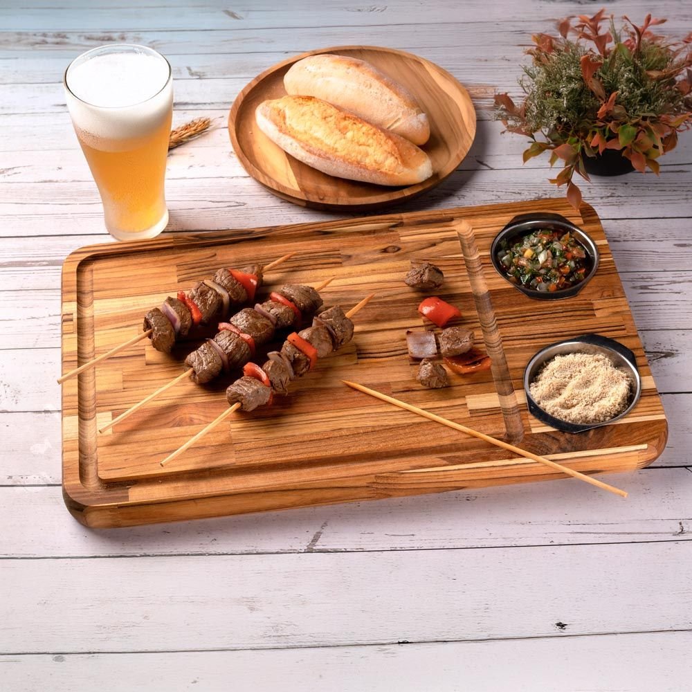 TAKANO YURI EstheFact 3個セット Tábua Para Churrasco Teca com 2 Potes Inox Stolf 48cm
